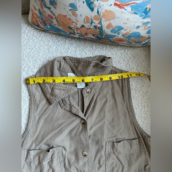 Vintage The Limited Raw Silk Long Slit Button Up Dress Tan Khaiki XS - Picture 8 of 12